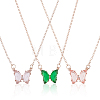 3Pcs 3 Colors Acryllc Butterfly Pendant Necklaces Set NJEW-AN0001-22-1