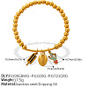 304 Stainless Steel Enamel Charm Round Beaded Stretch Bracelets for Women WGF740E-04-1