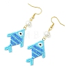 304 Stainless Steel with Glass Cylinder Seed Beads Dangle Earrings EJEW-MZ00815-02-3