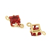 Brass Pave Cubic Zirconia Rhombus Connector Charms KK-P347-04G-03-3