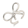 Rack Plating Brass Bowknot Open Cuff Rings for Women RJEW-F162-09P-1