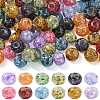 100Pcs Crackle & Baking Paint Transparent Glass Beads GLAA-CJ0003-03-1