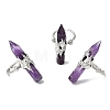 Natural Amethyst & Brass Cuff Rings for Women RJEW-G374-01P-12-4