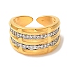 Rack Plating Brass Micro Pave Clear Cubic Zirconia Cuff Rings for Women RJEW-G325-13C-GP-2