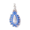 Glass Seed Beaded Teardrop Pendants PALLOY-MZ00578-02-1