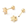 Paw Print Bow Brass Micro Pave Clear Cubic Zirconia Ear Plug Gauges EJEW-L289-03G-02-2