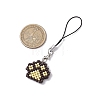 Paw Print Glass Seed Bead Beaded Charm Mobile Straps HJEW-MZ00186-02-3