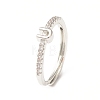 Clear Cubic Zirconia Initial Letter Adjustable Ring RJEW-C052-01P-U-1