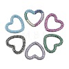 Rack Plating Brass Micro Pave Cubic Zirconia Heart Linking Rings KK-A234-005P-1