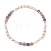 Natural Gemstone & Cultured Freshwater Pearl Cube & Rice Beaded Stretch Bracelets for Women BJEW-JB13390-3