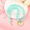 Acrylic Heart Pendant Oval Imitation Gemstone Beaded Necklaces for Women NJEW-JN06479-01-1