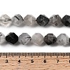 Natural Tourmalinated Quartz/Black Rutilated Quartz Beads Strands G-Z119-A15-03-6