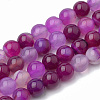 Dyed Natural Striped Agate/Banded Agate Round Bead Strands X-G-R342-4mm-04-1