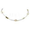 Natural Rose Quartz Heishi Beads & Rice Natural Pearl & Glass Seed Beaded Necklaces NJEW-JN06249-03-2