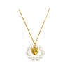 304 Stainless Steel with Plastic Pearl Beaded Ring Mum Heart Pendant Necklaces for Mother's Day FS-WG96BC2-01-5