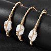 Brass Wire Wrapped Natural Baroque Pearl Cuff Bangles for Women BJEW-D453-02G-1