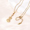 304 Stainless Steel Violin Pendant Cable Chain Necklaces for Men Women NJEW-K308-11G-3