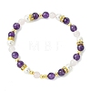 Natural Amethyst & Rose Quartz & Non-magnetic Synthetic Hematite & Shell Pearl Beaded Bracelets for Women BJEW-JB13895-02-3