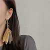 Alloy Feather Dangle Stud Earrings FS-WG3E740-01-1