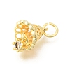 Christmas Brass Micro Pave Clear Cubic Zirconia Pendants KK-Z156-05G-2