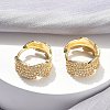 Leaf Brass Micro Pave Clear Cubic Zirconia Hoop Earrings EJEW-C182-06G-2