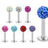 316 Surgical Stainless Steel Rhinestone Round Ball Threadless Labrets WG0410F-09-5