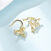 Butterfly with Star Brass Micro Pave Clear Cubic Zirconia Cuff Earrings EJEW-H178-11G-1