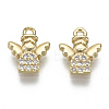 Brass Micro Pave Clear Cubic Zirconia Charms KK-S348-530-NF-1