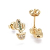 Brass Micro Pave Cubic Zirconia Stud Earrings EJEW-L224-28G-2