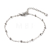304 Stainless Steel Paperclip & Satellite Chains Bracelet Set BJEW-JB06524-2