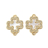Brass Micro Pave Clear Cubic Zirconia Cross Connector Charms KK-U070-09A-G-1