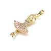Brass Micro Pave Pink Cubic Zirconia Pendants CU-CBA5CBE-01G-2