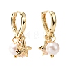 Starfish & Shell & Natural Pearl Drop Huggie Hoop Earrings EJEW-JE04756-2