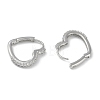 Clear Cubic Zirconia Heart Hoop Earrings EJEW-L292-010P-2