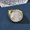 Brass & White Shell Cuff Open Rings KK-CBA56EF-42C-G-2