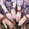 5Pcs 5 Style Wood & Glass Seed & Acrylic Beaded Stretch Bracelets Set with Baseball JB709F-6