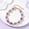 Natural Amethyst & Brass Beaded Bracelets for Women BJEW-JB12942-02-2