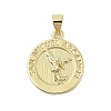 Flat Round Real 18K Gold Plated Rack Plating Brass Pendants X-KK-Z074-19G-02-1