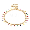 304 Stainless Steel Colorful Enamel Tassel Oval Charm Bracelets for Women BJEW-G711-08G-1