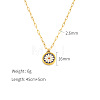 303 Stainless Steel Enamel Flat Round with White Flower Pendant Necklaces for Women FS-WGC7F5D-01-3