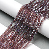 Transparent Electroplate Glass Beads Strands GLAA-F029-4mm-C05-4