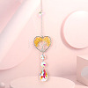 Wire Wrapped Natural Yellow Quartz Heart with Tree of Life Pendant Decorations HJEW-K046-02P-06-1