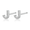 Anti-Tarnish Rhodium Plated 925 Sterling Silver Initial Letter Stud Earrings HI8885-10-1