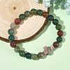 8.5MM Natural Indian Agate Round Beaded Stretch Bracelets BJEW-JB14342-01-1