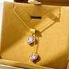 Brass Rhinestone Heart Pendant 304 Stainless Steel Round Snake Chain Necklaces for Women WGE9B5A-02-1