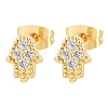 Brass Micro Pave Clear Cubic Zirconia Stud Earrings EJEW-F405-21B-G-2