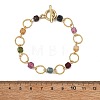 Natural Tourmaline & Brass Open Jump Rings Link Bracelets for Women BJEW-JB14116-02-3