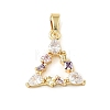 Brass Micro Pave Purple Cubic Zirconia Pendants KK-E804-03G-2