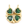 Brass Micro Pave Green Cubic Zirconia Split Pendants KK-E798-04G-1