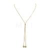 Adjustable 304 Stainless Steel Crystal Rhinestone Flower Round Snake Chain Lariat Necklaces for Women SA-D001-02G-4